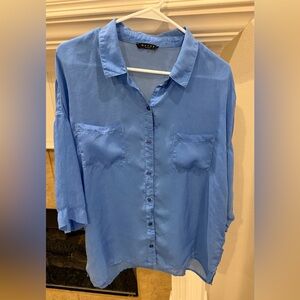 Maven West Classic Cargo Pocket Blouse in Bay Blue